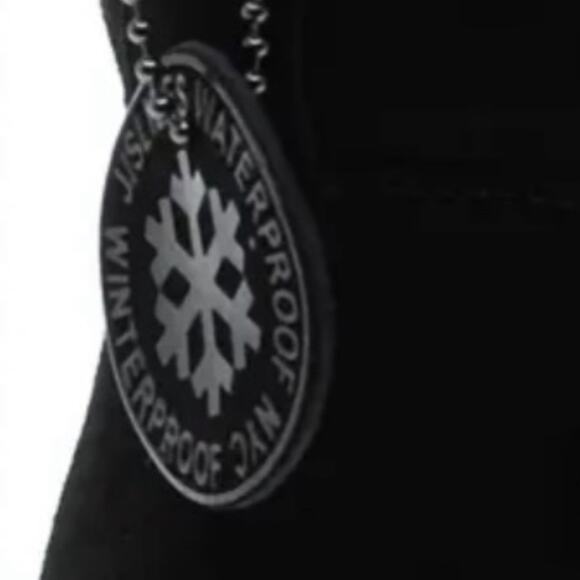 J/Slides NYC Nelly Black Women Winter Boot Size 7 Suede Faux Fur Waterproof New - Picture 6 of 11